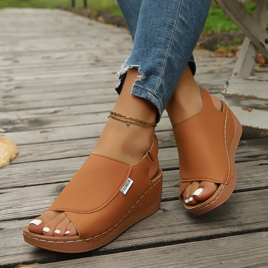Damen modische und bequeme Plateau-Sandalen mit offenen Zehen EB