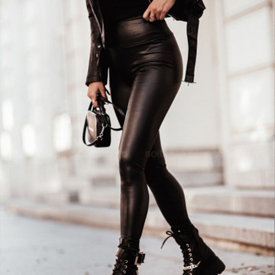 Damen Hochwertige Leggings im edlen look mit hohem Bund EB