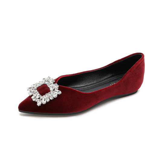 Damen elegante Ballerinas mit strassbesetztem Detail EB