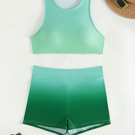Damen Sportliches Crop-Top und Shorts-Set EB