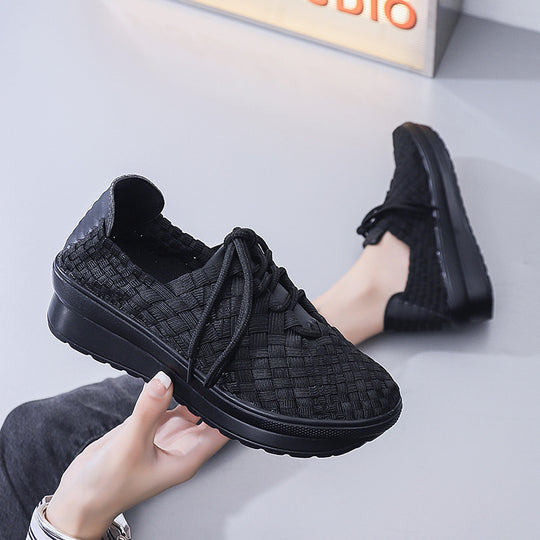 Damen Komfortable und atmungsaktive Sneakers mit geflochtenem Design EB