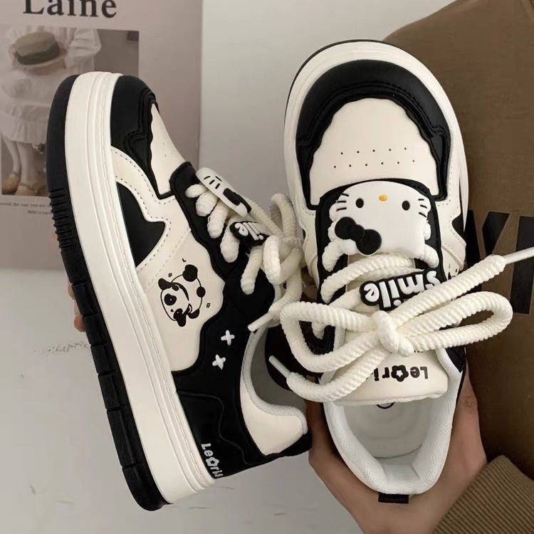 Damen Modische Sneakers mit spielerischem Panda-Design und rutschfester Sohle EB