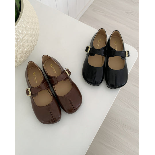 Damen Ballerinas mit elegantem Schnallenverschluss und modischem Glanz EB