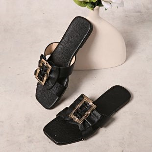 Damen modische Riemchen-Sandalen mit funkelndem Schmuckdetail EB