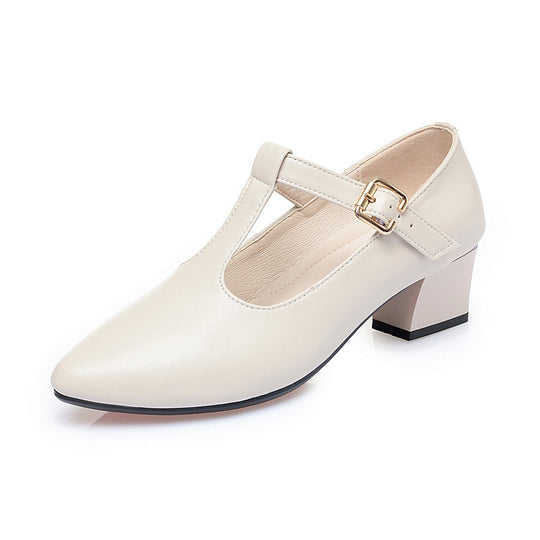 Damen Mary Jane Schuhe mit elegantem Riemchen und angenehm gepolstertem Blockabsatz EB