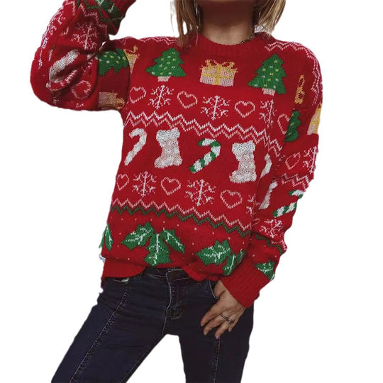 Damen Weihnachts-Pullover mit festlichem Weihnachtsdesign EB