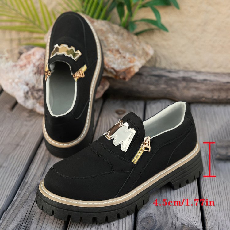 Damen Sportliche Slipper mit glänzendem Reißverschluss und rutschfester Sohle EB