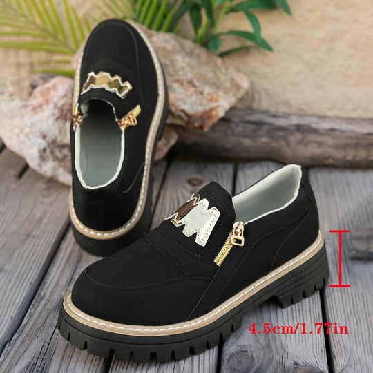 Damen Sportliche Slipper mit glänzendem Reißverschluss und rutschfester Sohle EB