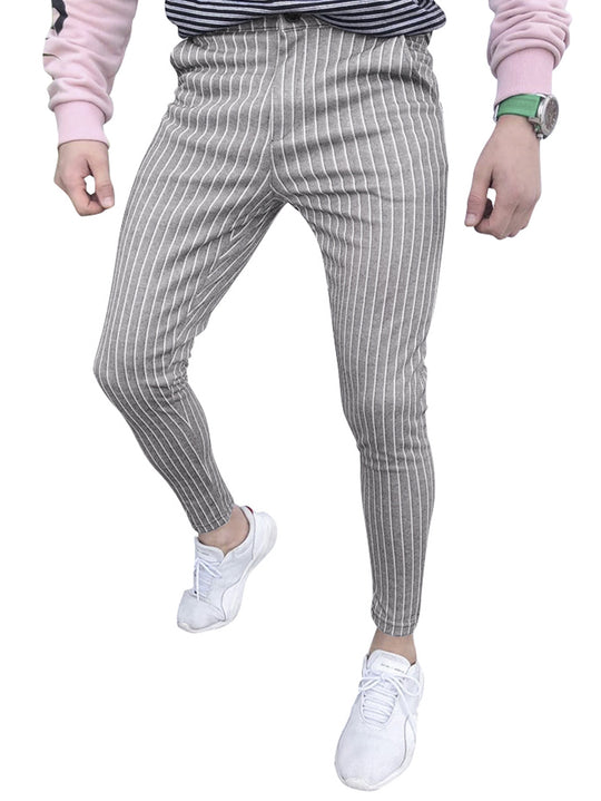 Herren elegante Slim-Fit Jeans im modernen Streifenmuster EB