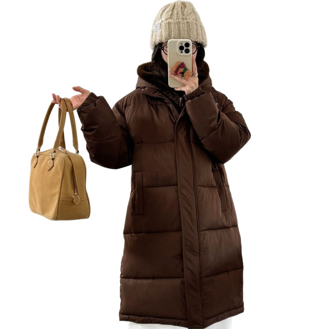 Damen Eleganter gefütterter Winterparka mit Plüschkragen und praktischen Taschen EB