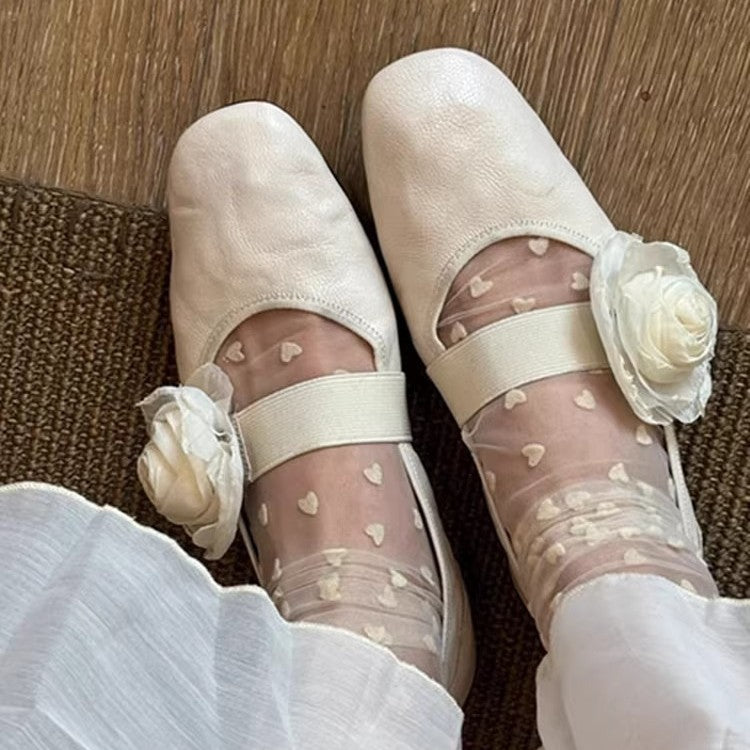 Damen Ballerinas mit floralem Dekor und elastischem Riemen EB