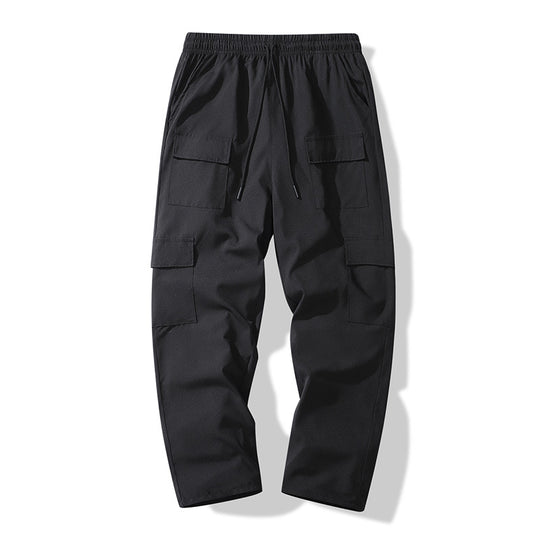Herren Cargo-Freizeithose mit elastischem Bund, Tunnelzug und Mehrfach-Klappentaschen EB