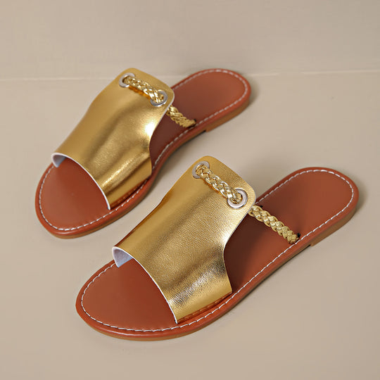 Damen Riemchensandalen mit elegantem Metall-Design und bequemer Innensohle EB