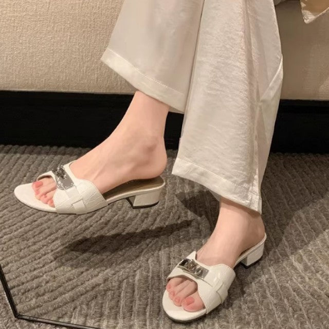 Damen Elegante Mules mit modischer Schnalle EB