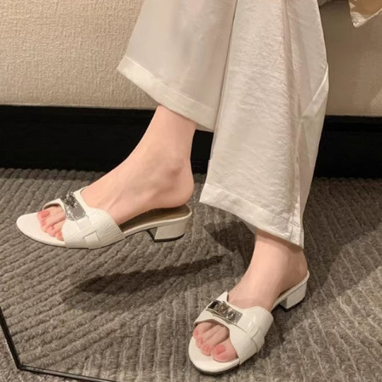 Damen Elegante Mules mit modischer Schnalle EB