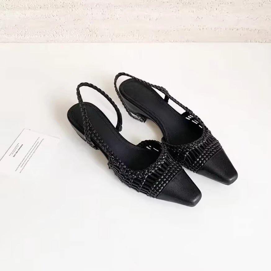 Damen Slingback-Pumps mit modischem Flecht-Design und elegantem Spitzenzeh EB