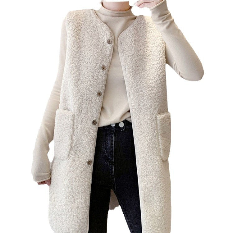 Damen Lange Fleece-Westenjacke EB