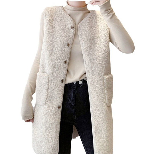 Damen Lange Fleece-Westenjacke EB