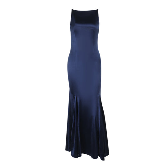 Damen elegantes Abendkleid mit tiefem Rückenausschnitt und figurbetontem Schnitt EB