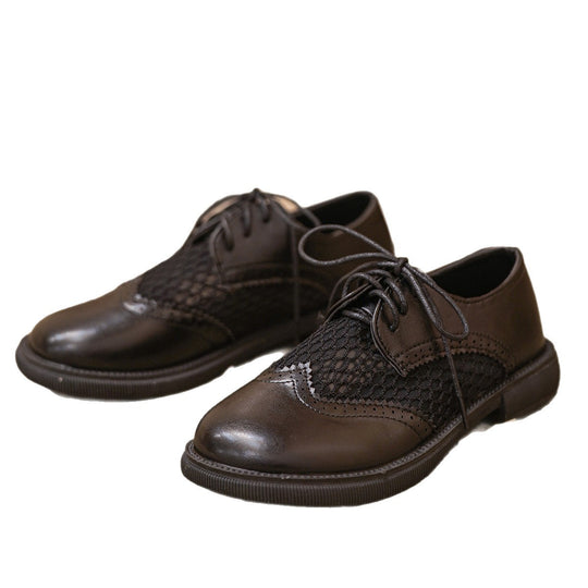 Damen Schnürschuhe mit atmungsaktiver Netzoberfläche und klassischem Lederdesign EB