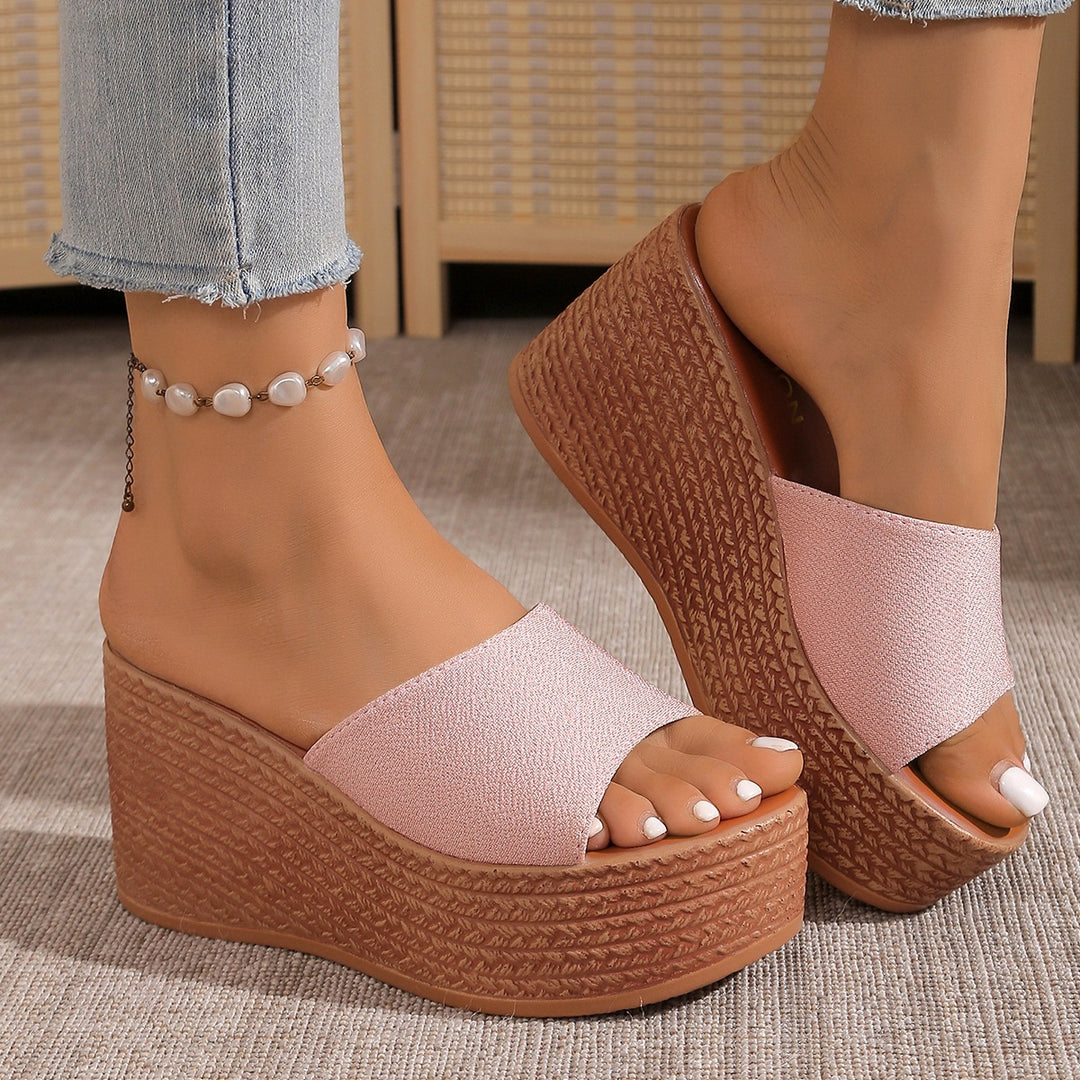 Damen Komfortable Plateau-Sandalen mit breitem Obermaterial und rutschfester Sohle EB