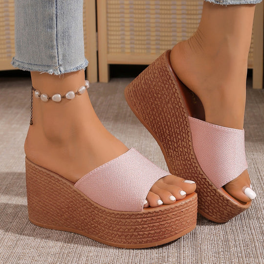 Damen Komfortable Plateau-Sandalen mit breitem Obermaterial und rutschfester Sohle EB