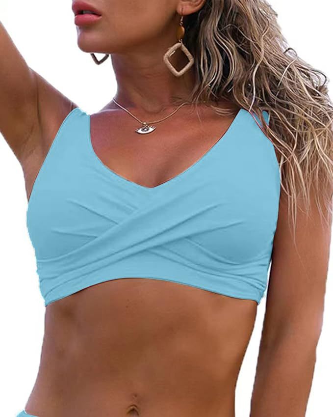 Damen Sportliches Wickel-Bikinioberteil EB