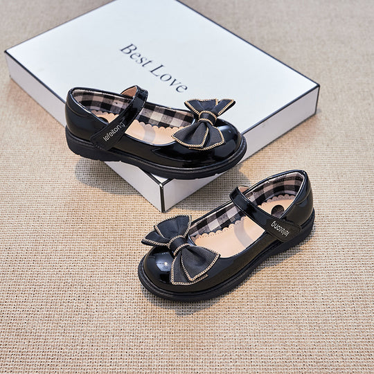 Mädchen Ballerina Schuhe mit verstellbarem Riemen und dekorativem Schleifenakzent EB