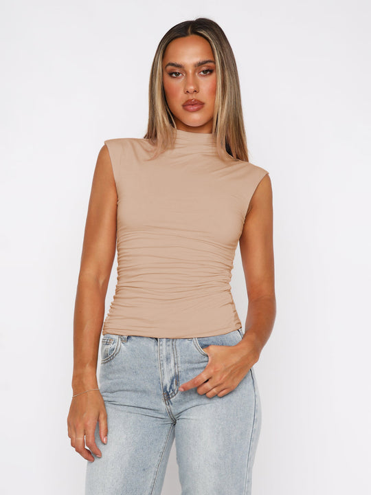 Damen Stretch-Oberteil mit figurbetontem Schnitt und hochgeschlossenem Kragen EB