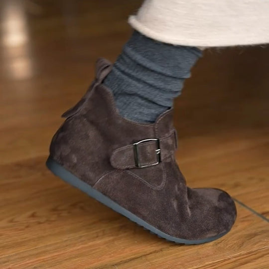Damen Stylish Mokassins mit seitlichem Reißverschluss und bequemer Sohle EB