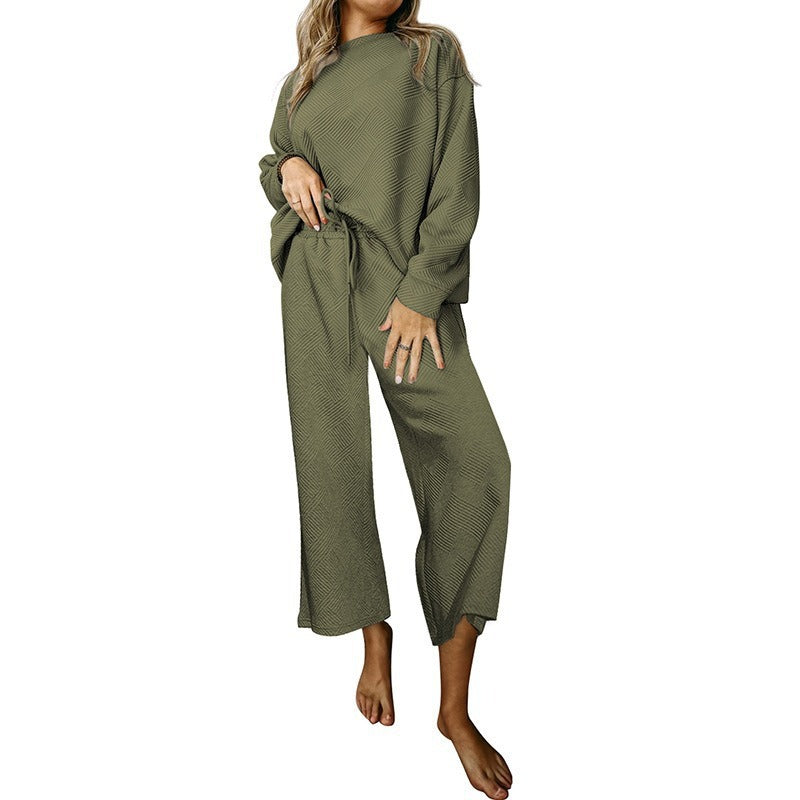 Damen Lässiges Sweater-Set mit weitem Schnitt und praktischen Bindegürteln EB