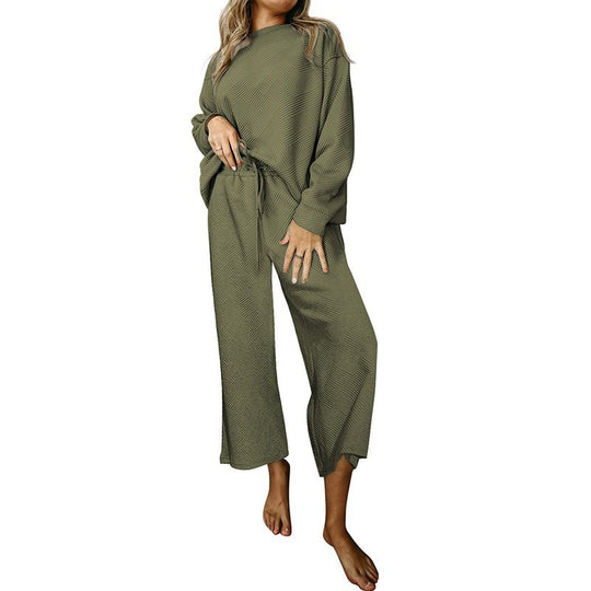 Damen Lässiges Sweater-Set mit weitem Schnitt und praktischen Bindegürteln EB