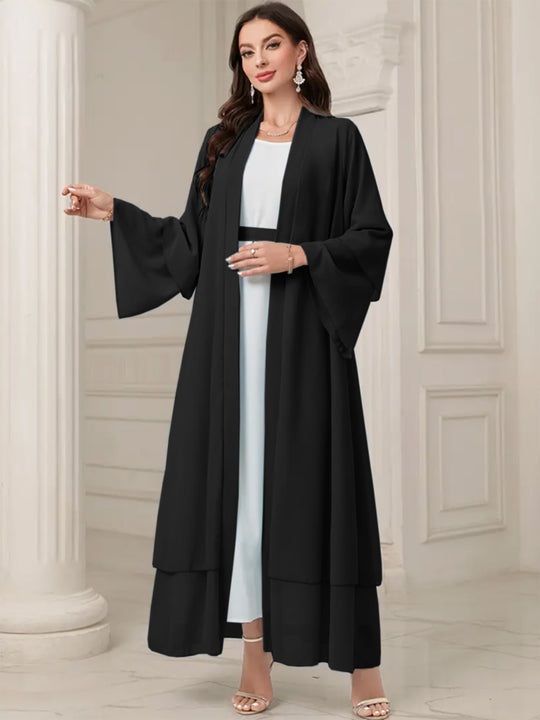 Damen Elegante lange Kimono-Jacke aus fließendem Stoff mit weitem Schnitt EB