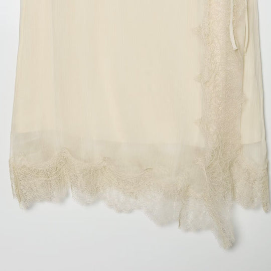 Damen Midi-Rock mit zarter Spitze und asymmetrischem Saum EB