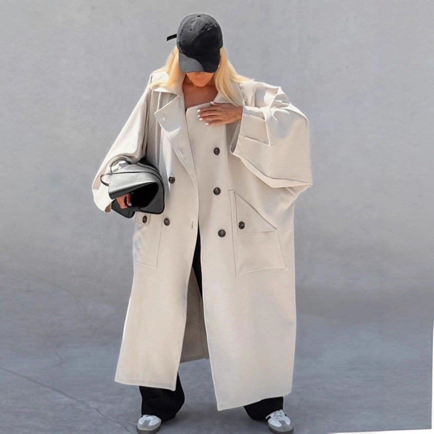 Damen Oversized Trenchcoat mit kreativem Schnitt und einzigartigen Details EB