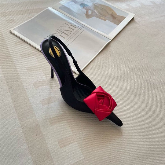 Damen elegante Slingback Pumps mit raffiniertem Blumendetail EB