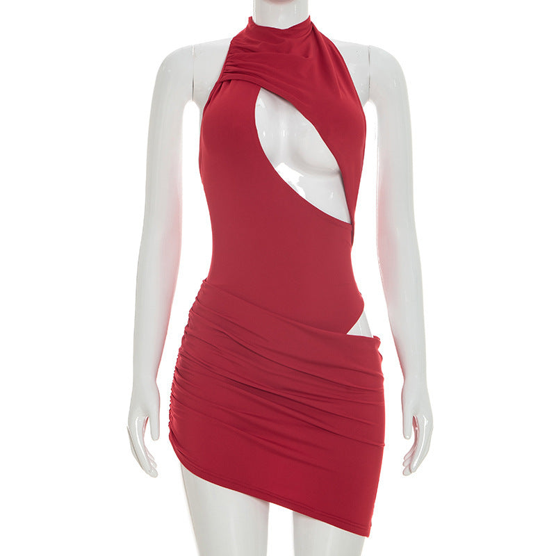 Damen Minikleid mit gewagtem Cut-Out und Wickeldesign EB