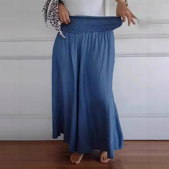 Damen luftige Weite Hose mit elastischem Bund und Taschen EB