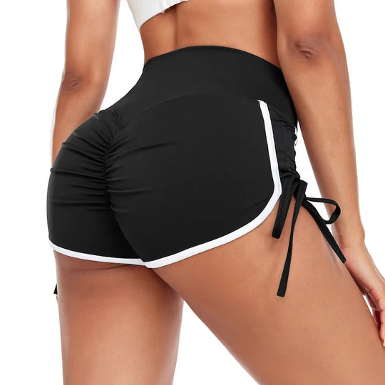 Damen Sportliche High-Waist Shorts mit seitlichem Rüschendetail EB