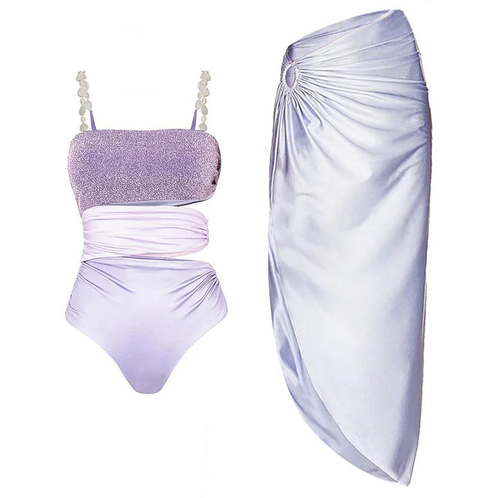 Damen Badeanzug mit elegantem Wickelrock EB