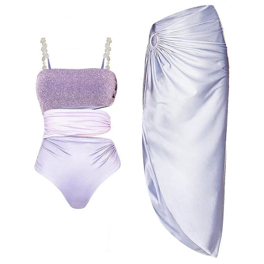 Damen Badeanzug mit elegantem Wickelrock EB