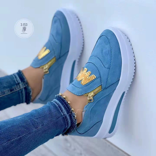 Damen Modische Sneaker mit goldenen Akzenten EB