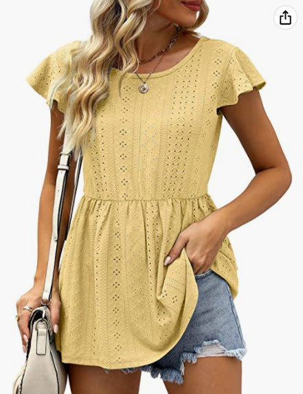 Damen Sommerliches Blusenshirt mit Rüschendetails EB