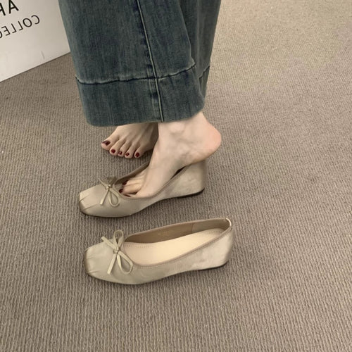 Damen klassische Ballerinas mit dekorativem Schleifenakzent und flexibler Sohle EB