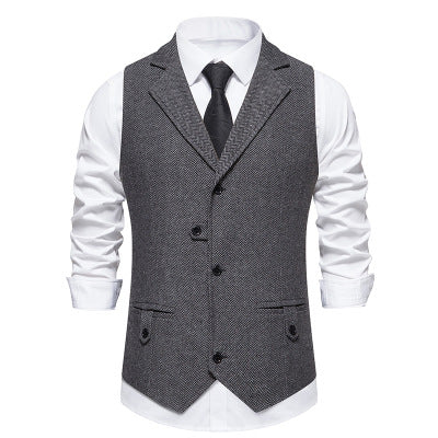 Herren elegante Anzugweste im Herringbone-Design mit modernem Schnitt EB
