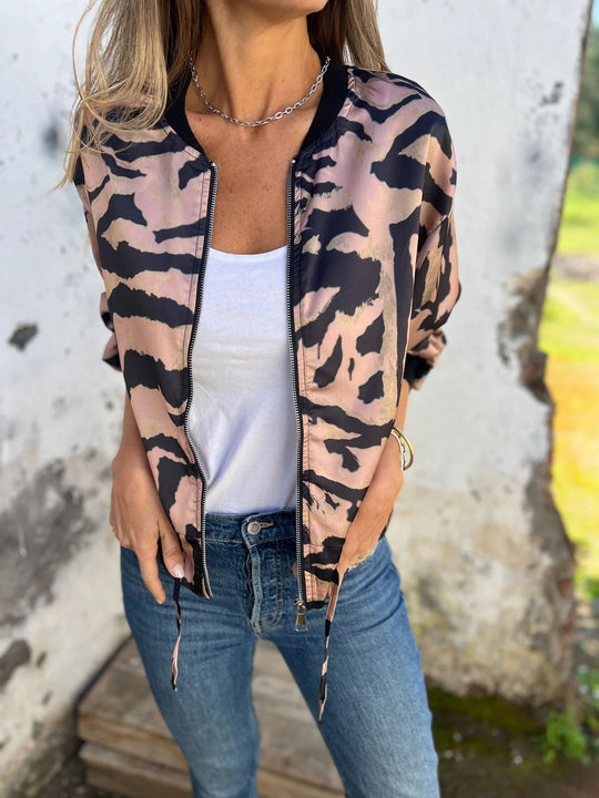 Damen Sportliche Bomberjacke mit trendigem Tiermuster EB