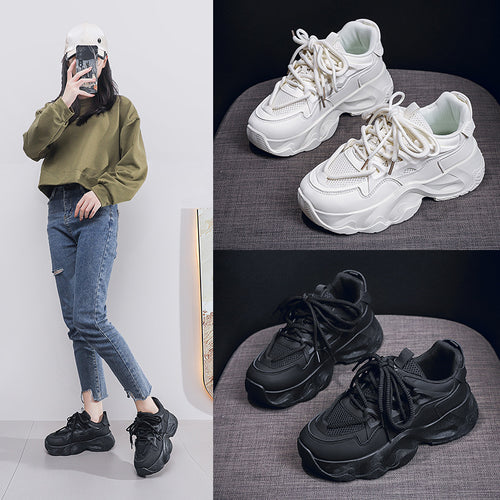 Damen Sportliche Chunky Sneakers mit atmungsaktivem Obermaterial und rutschfester Sohle EB