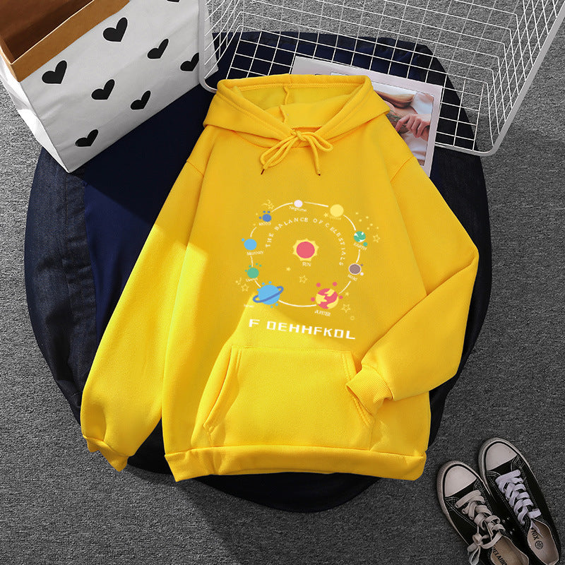 Damen nan Kapuzenpullover im Astronomie‑Print mit Kängurutasche und verstellbarem Kordelzug EB