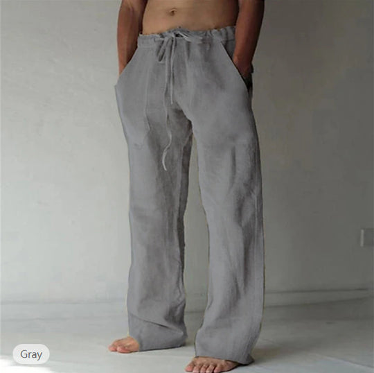 Herren nan Leinenhose mit weitem Schnitt Kordelzug und Seitentaschen EB