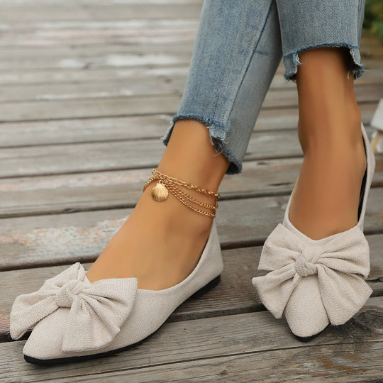 Damen Ballerinas mit modischer Schleifenapplikation und bequemem Fußbett EB